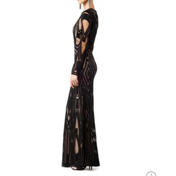 BCBG black and nude long sleeve gown - Picture 4 of 6